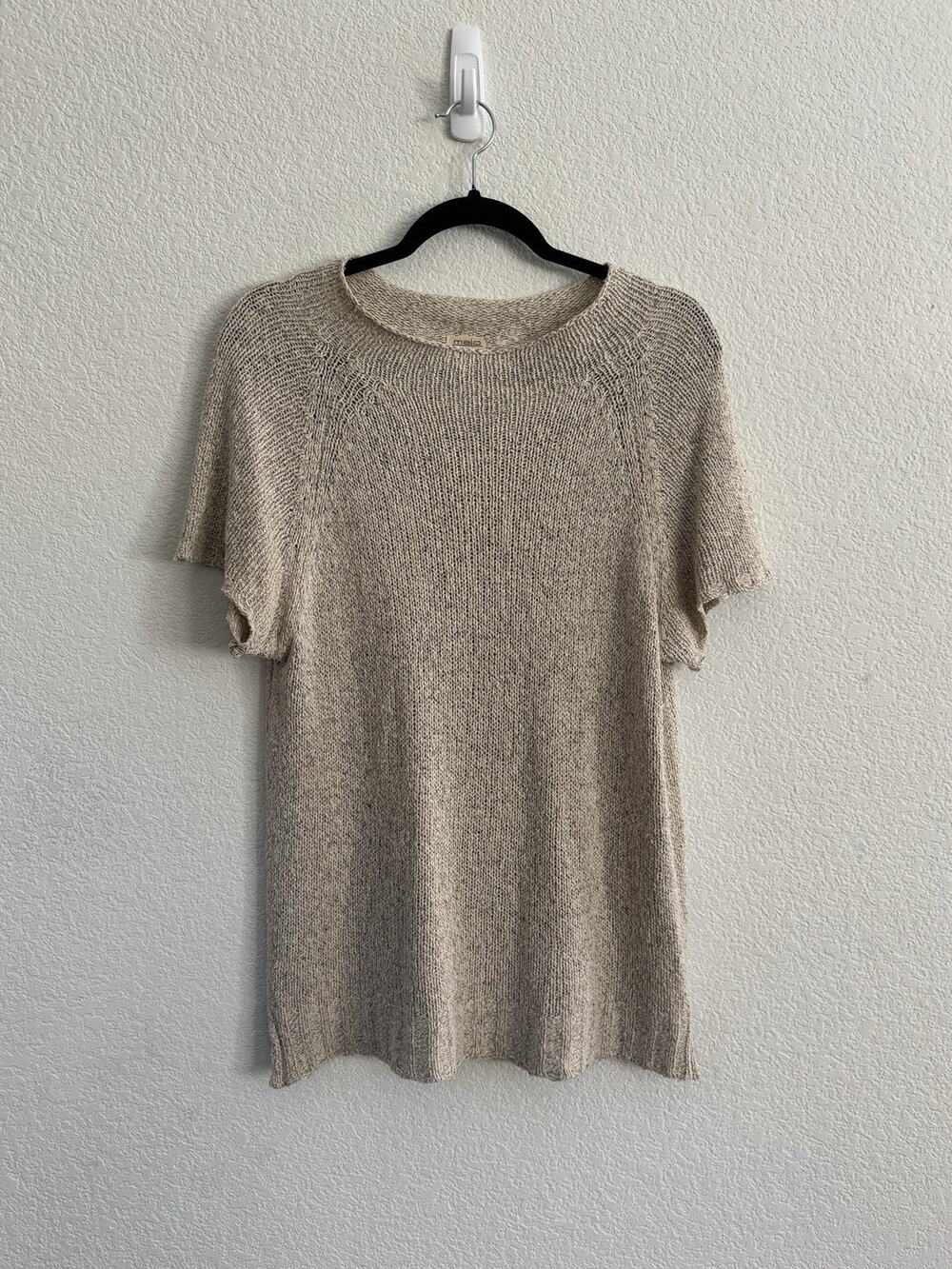 Malo Sweater Womens Small Beige Scoop Neck Short Sleeve Cashmere Silk Italy